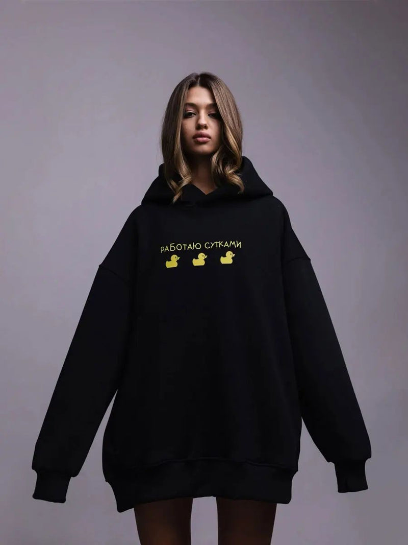 "Zensiva" Quirky Charm - Karikatür Ördek Baskılı Hoodie