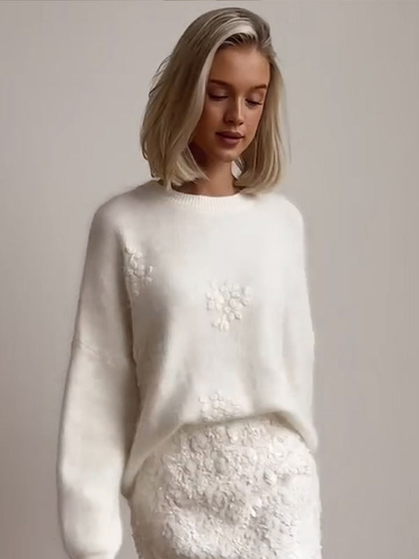 "Zensiva" Elegance Knit - Jakarlı Nakışlı Şık Kazak