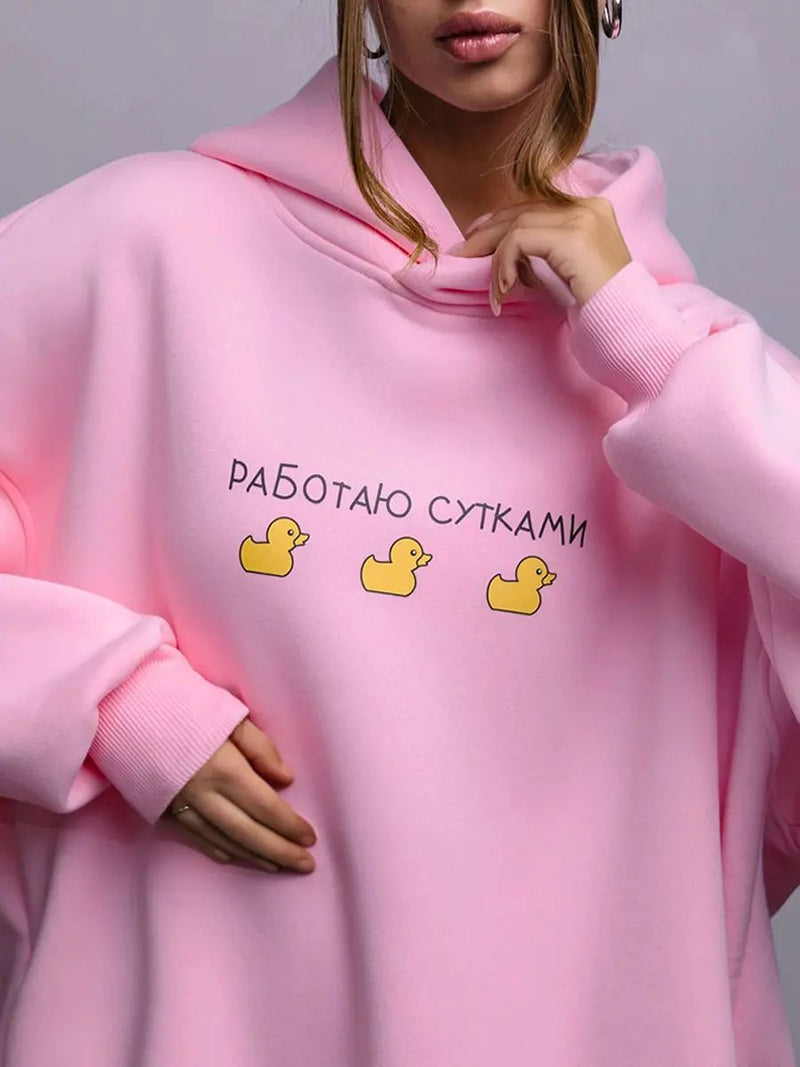 "Zensiva" Quirky Charm - Karikatür Ördek Baskılı Hoodie