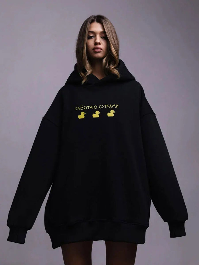 "Zensiva" Quirky Charm - Karikatür Ördek Baskılı Hoodie