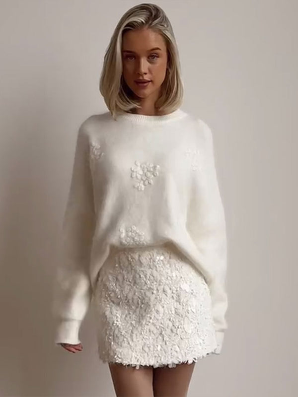 "Zensiva" Elegance Knit - Jakarlı Nakışlı Şık Kazak