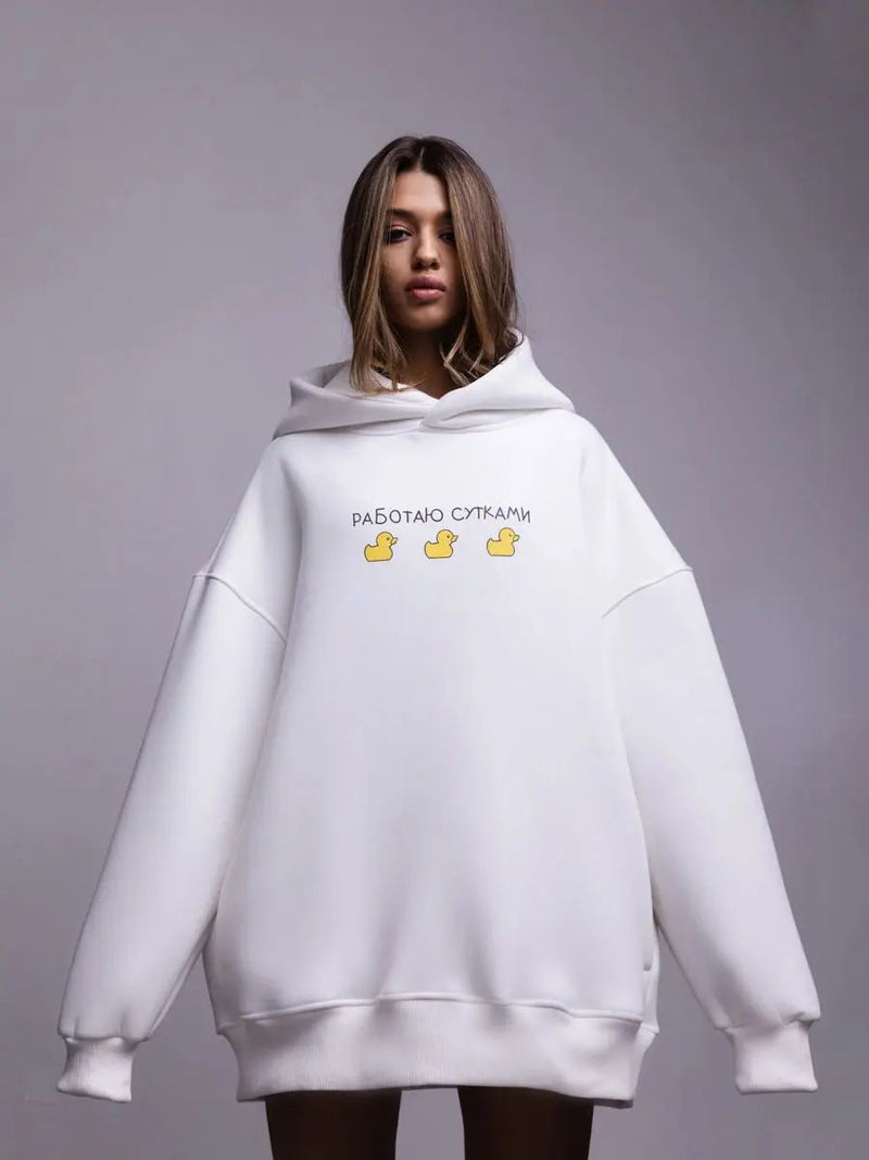 "Zensiva" Quirky Charm - Karikatür Ördek Baskılı Hoodie